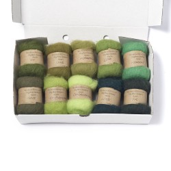 Carded New Zealand Maori Wool Box Set Green Hues