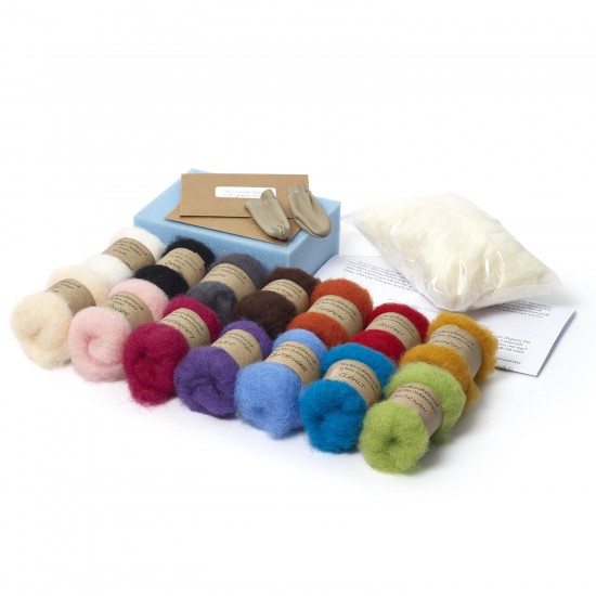 Felting Kits for Beginners 389Pcs Needle Felting Kit Comprehensive Wool Felt Tools and Bigger Thicker Needle Felting Pad Needle Felting Starter Kit with Exquisite Gift Box Wool Roving 45 Colors 