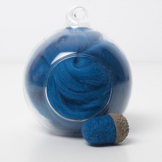 Merino blue 68 wool top 10g