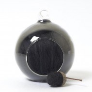 Merino neutral black 79 wool top 10g