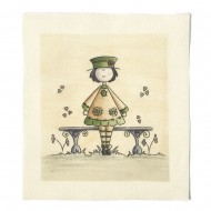 Illustrations on Calico-Dolly on a Bench