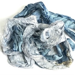 Hand Dyed Sari Silk Ribbon Scraps-Blue