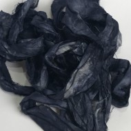 Hand Dyed Sari Silk Ribbon Scraps-Dark Blue