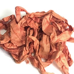Hand Dyed Sari Silk Ribbon Scraps-Orange