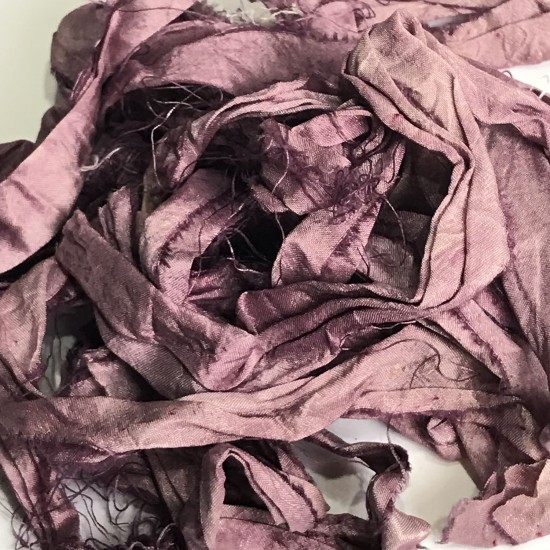 Hand Dyed Sari Silk Ribbon Scraps-Purple