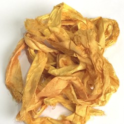 Hand Dyed Sari Silk Ribbon Scraps-Yellow