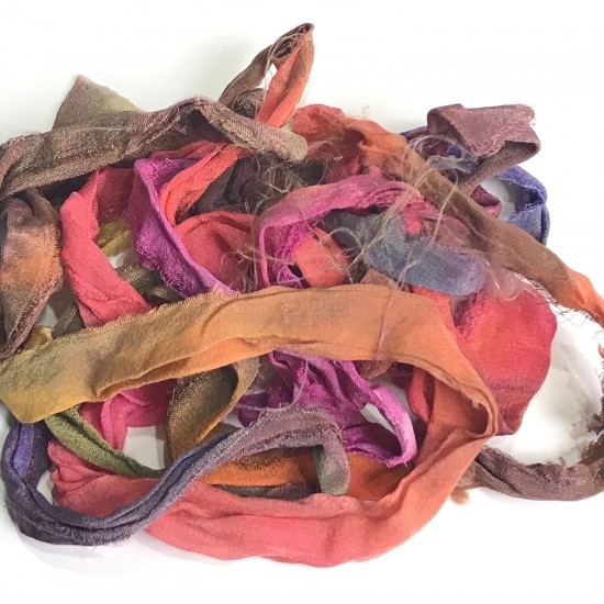 Steff Francis Hand Dyed Sari Silk Chiffon Ribbon-vibrant 3 Meters